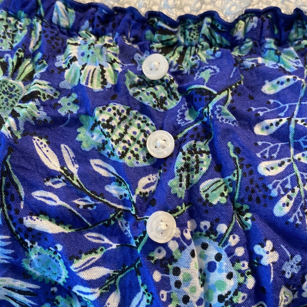 Poupette St. Barth Blue Cold Shoulder Crop Top W/Tassels - Picture 4 of 12